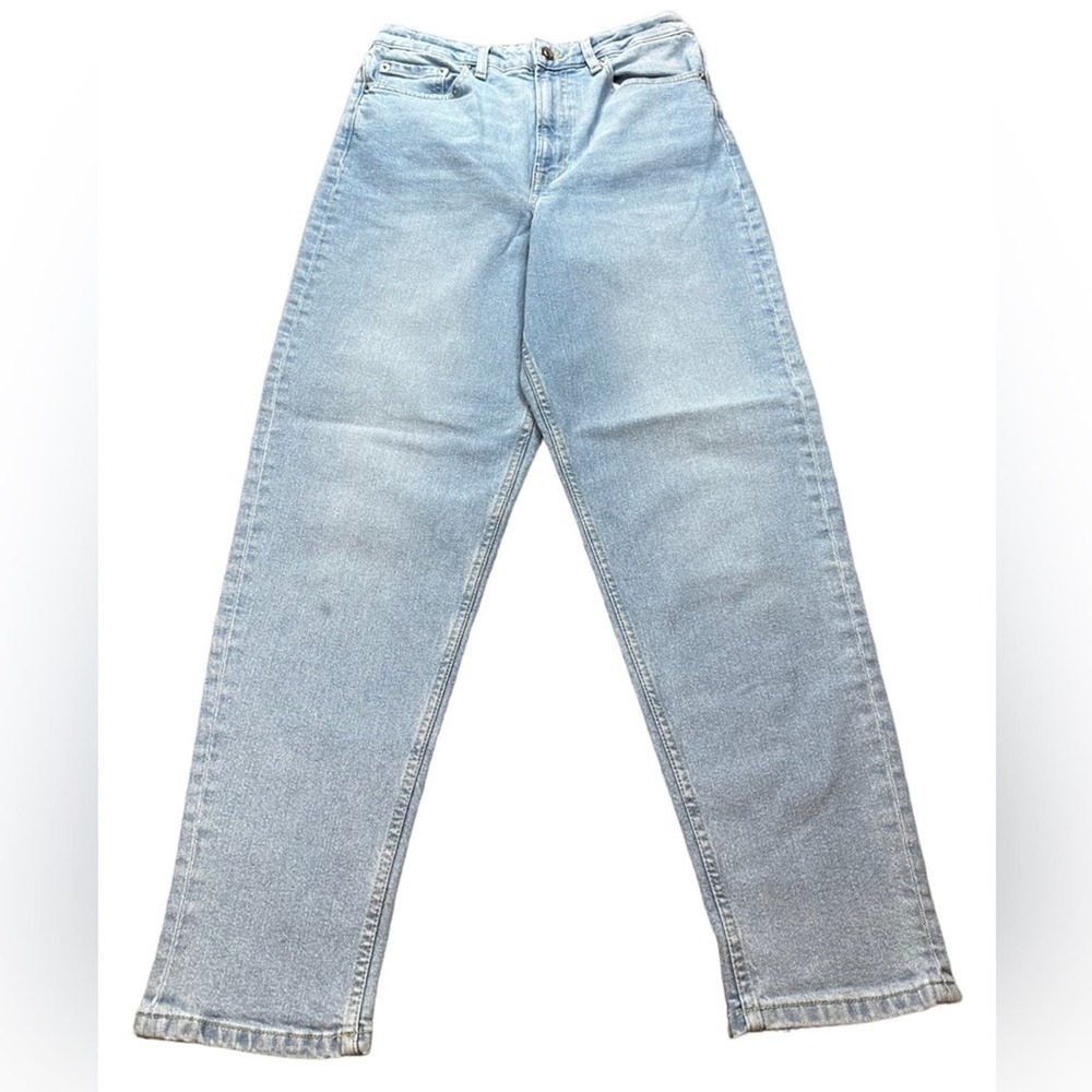 H&M Divided Jeans Womens Size 8 Mom High Rise Tapered Stretch Light Blue Denim